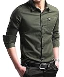 XTAPAN Men's Casual Slim Fit Shirt Cotton Long Sleeve Button Down Dress Shirt