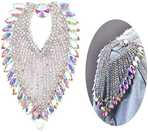 Rhinestone Chain, 3.35 x 5.12in Horse Eye Applique Chain Decorative Crustal Rhinestones Trim Applique for Clothes Dress Purse Handbag Decoration(AB Coloured)