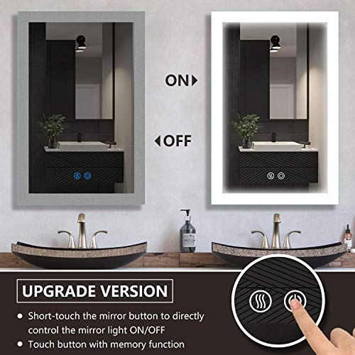sunzoom Bathroom Smart Backlit Lighted Mirror with Defogger and Touch dimming Switch, Very Light