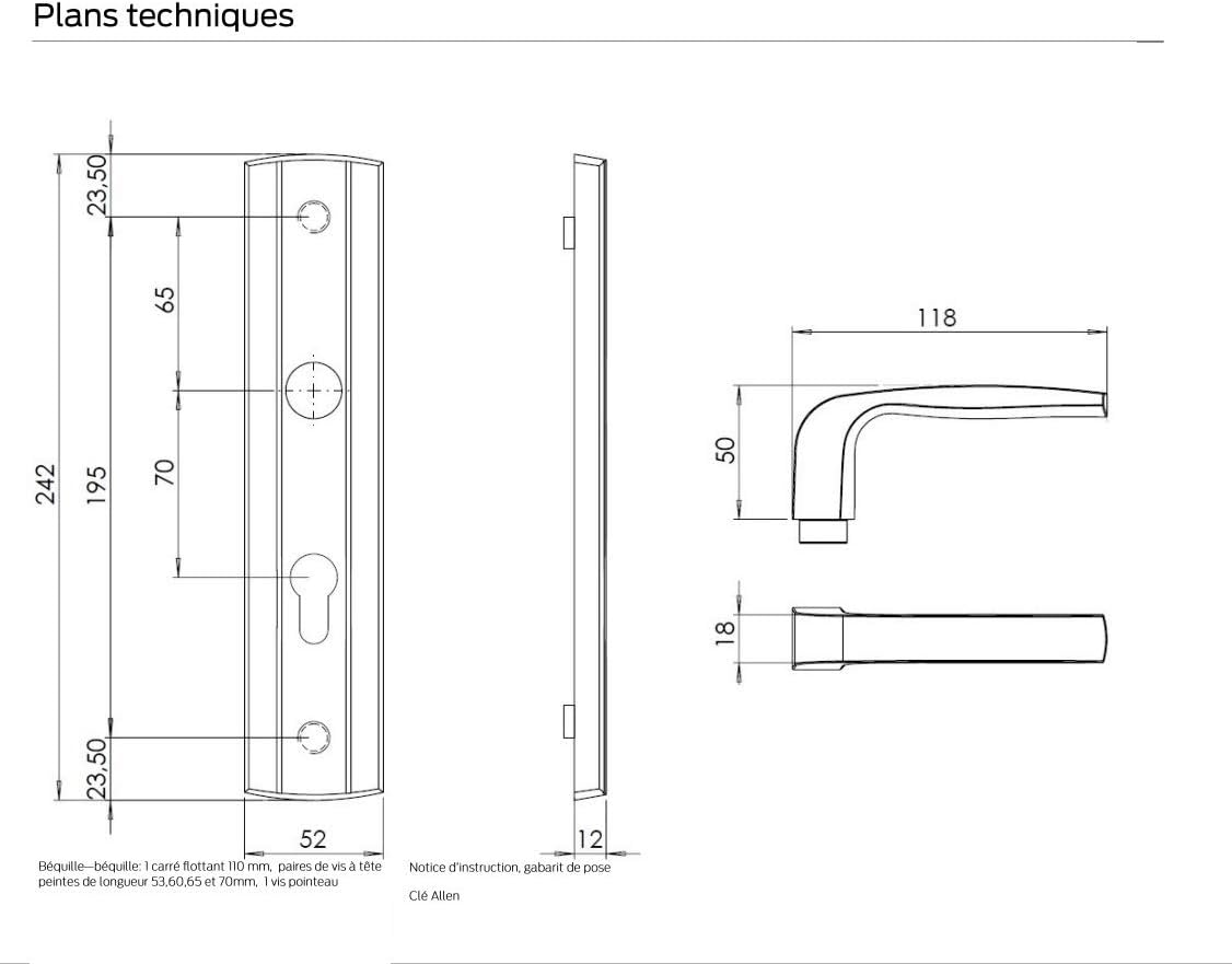 Bricard 9910151 Set of Armoured Handles on Expression Plate Entrance Door Stand (for European Cylinders) Stainless Steel - Image 3