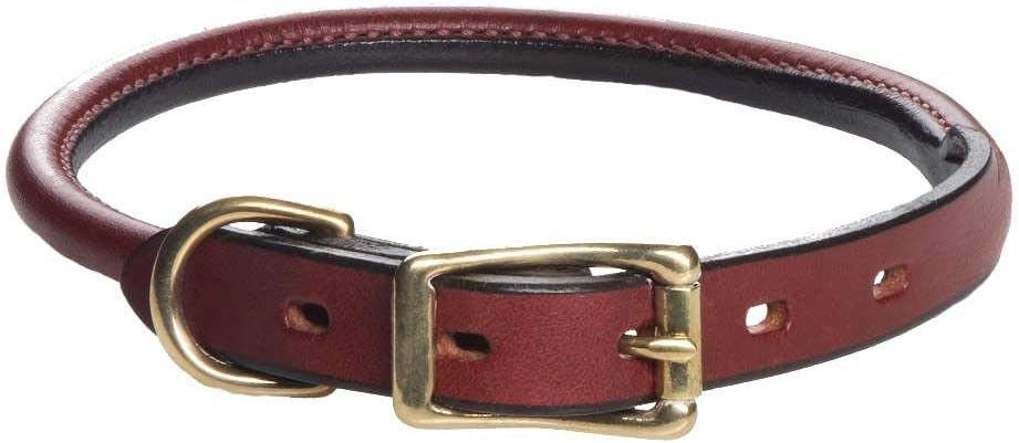 Mendota Products Leather Rolled Collar - Chestnut - 3/4" x 14"