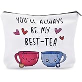 yaozeio Makeup Travel Bags for Women Canvas Bag Besties Best Friends Make Up Bag for Girlfriend Christmas Birthday Gifts Bestie Friendship Long Distance Gift Makeup Storage Organizer