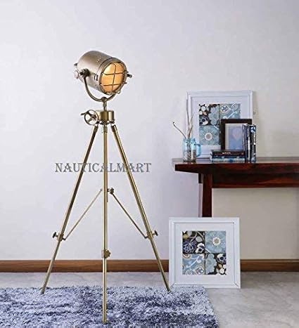 antique brass tripod floor lamp
