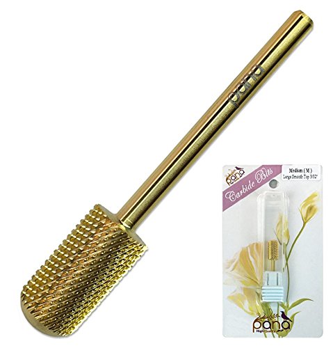 Pana Brand Professional GOLD M (MEDIUM)Smooth Round Top Large Dome Top Barrel Carbide Bit 3/32" Shank Size