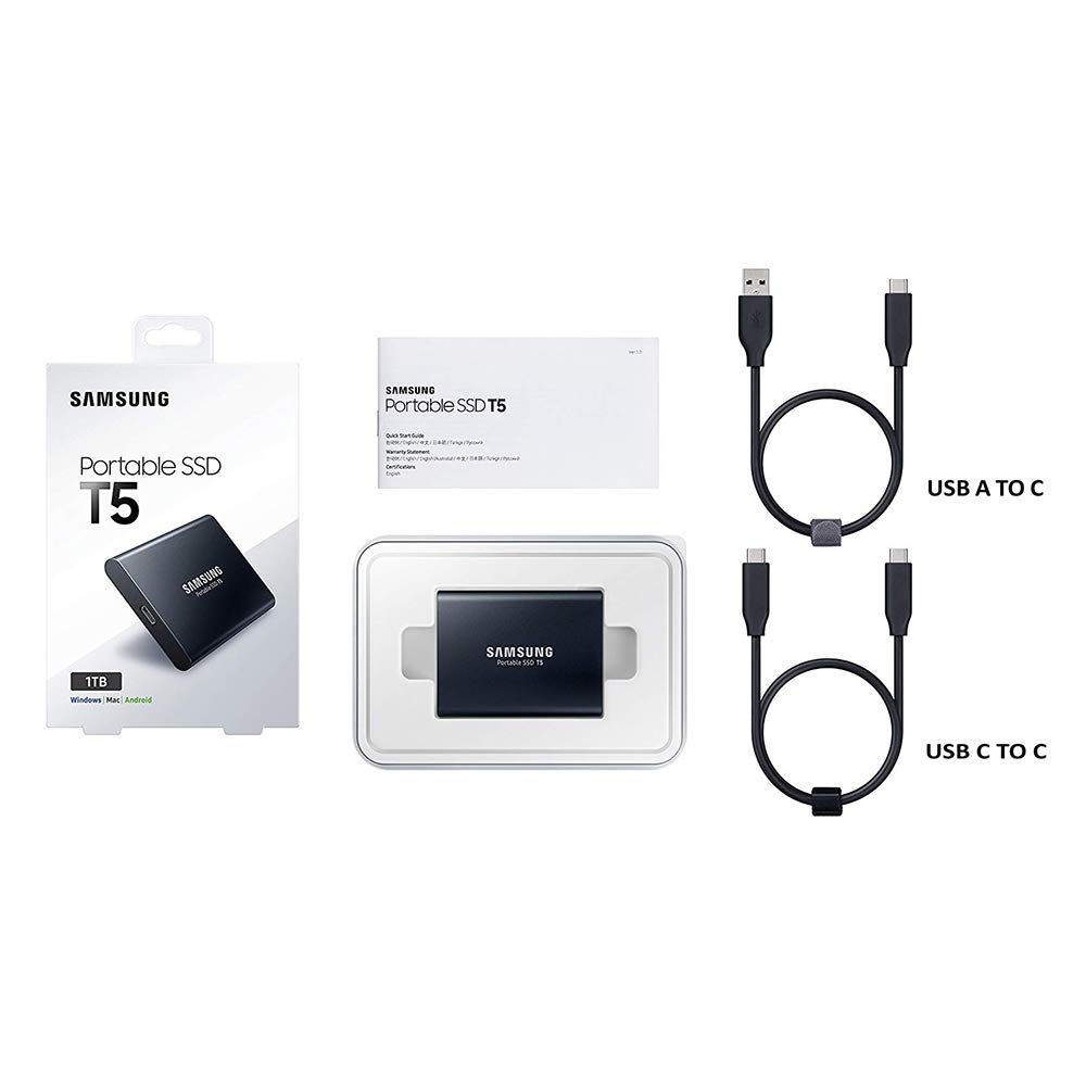 Samsung T5 Portable SSD 1TB - Up to 540MB/s - USB 3.1 External Solid State Drive, Black (MU-PA1T0B/AM)