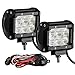 Led Light Bar YITAMOTOR 2PCS 4Inch 18W LED Work Light Flood LED Light Pods Offroad Lights Truck Light Fog Light Driving Lights Waterproof with Wiring Harness for SUV ATV UTV Tractor Pickup Lamp
