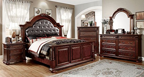 247SHOPATHOME IDF-7711EK Bed-Frames, King, Cherry