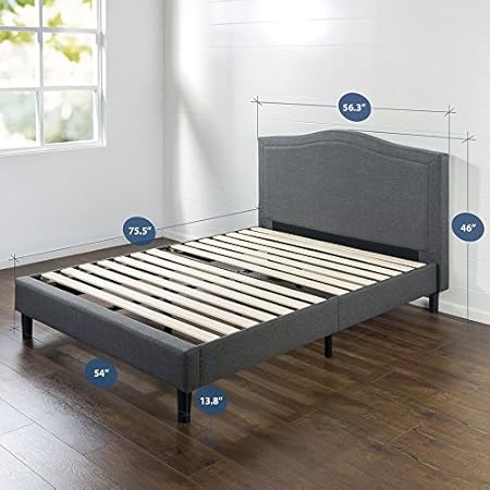 Queen Zinus Avignon Upholstered Detail Stitched Scalloped Platform Bed Bedroom Furniture Beds Frames Bases Urbytus Com
