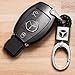 VILLSION 2Pack Genuine Leather Car Logo Keychain Mercedes Benz Key Chain Accessories Keyring