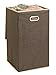 Fold Away Clothes Laundry Hamper with Lid - Appealing Coffee Color, 2-4 Load Capacity, Moisture-Resistant Liner, 2 Inset Handles for Easy Carrying and Attached lid with Magnetic Flap.