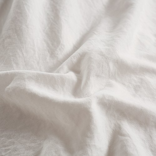 Smoofy Bedding Duvet Cover Set Ball Pom Fringe Bedding Pillowcase Sets (Queen, White)