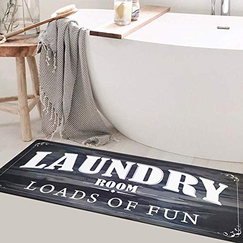 Abreeze Laundry Room Rug Farmhouse Black Laundry Room Mat Decor Runner 20"X48" Comfortable