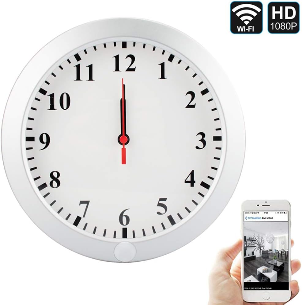 QUANDU WiFi Hidden Camera Wall Clock Spy Clock Camera DVR Nanny Cam with Motion Detection Secret Camera Security Camera for Home Security Surveillance Apps for iOS/Android/PC/Mac