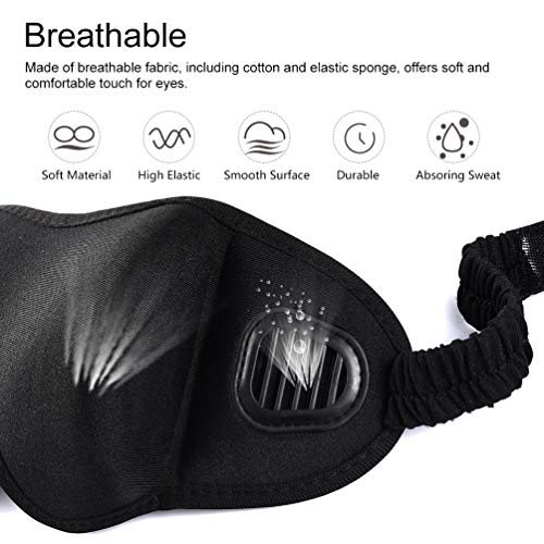 PRETTY SEE Sleep Mask 3D Blindfold Eye Mask for Women and Men Sleeping mask with Noise-Proof Earplugs and Storage Bag, Suitable for Travel, Nap and Deep Sleep, Black - Thumbnail 2