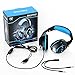 Edal Gaming Headset for PS4 PSP Xbox one, Led Light GM-1 Headphone with Microphone and Free Adapter Cable (Black+Blue)