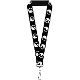 Buckle-Down Lanyard-1.0"-Ying Yang Symbol Black/White