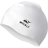 WHALE Extra Large Swim Cap for Women Men, Made of Durable Soft Silicone with Waterproof Ear Protection Design. Suitable for Long, Thick Curls, Dreadlocks, Long Hair, and African Hairstyles
