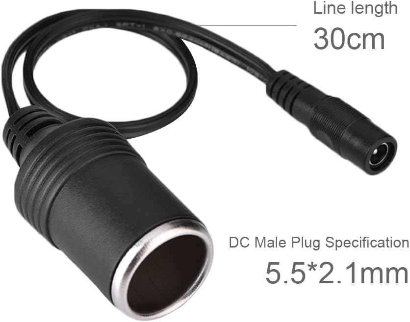 Bewinner 12V DC 5.5 x 2.1mm Female Cigarette Lighter Socket Power Supply Cable Adapter for Car Air Pump Refrigerator, Black - Image 5