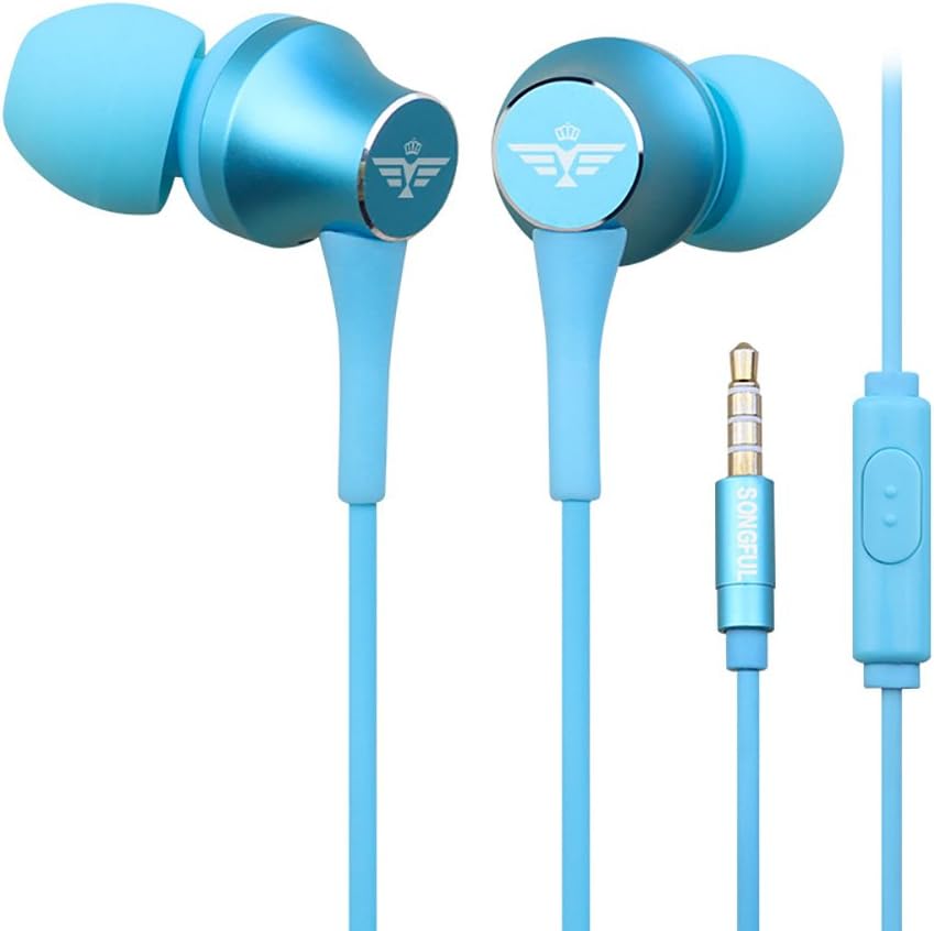 Earbuds in Ear Headphones - with Mic/Controller Compatible iPhone Samsung ipad iPod (Blue)