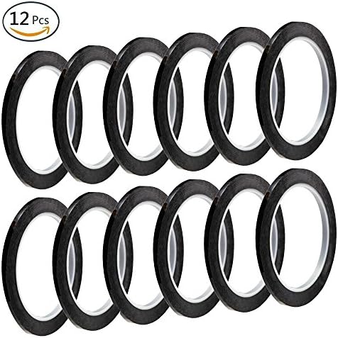 APLANET 12 Rolls Graphic Chart Tape Grid Marking Tape White Board Marking Tape Self-adhesive Tape, Black, 3mm Wide, 66m Long