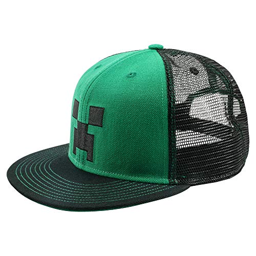 image for JINX Minecraft Creeper Face Snapback Baseball Hat (Green, Youth Fit), 