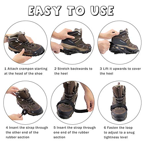 image for AGOOL Ice Cleats Traction Cleats Ice Grip Snow Grippers with Removable