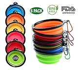 Tiger Mama Collapsible Dog Bowls, Set of 6, Silicone BPA Free Foldable Travel Dog Bowl for Feed and Water