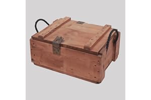 OWLHAUS Military Footlocker – Rustic Vintage-Style Wooden Army Trunk, Munition Grenade Chest, Spacious Storage Chest for Bedroom, Perfect for Memorabilia or Home Decor, Lockable (Footlocker 17)