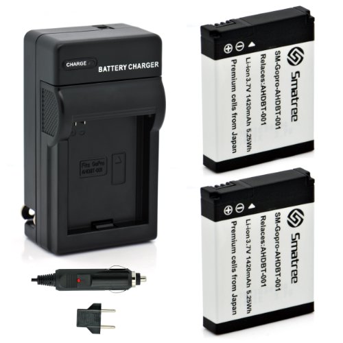 Smatree Batteries Charger Kit for GoPro Hero 1/2 Digital Camera