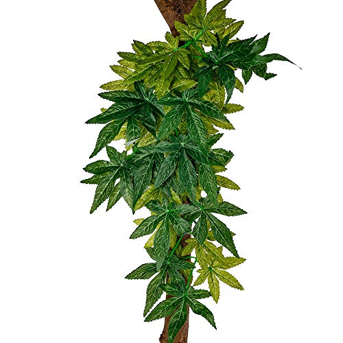 Reptile Plastic Plants Leaves , Habitat Aqurium Amphibian Accessories Enclosure Decor Tank Decoration Vines for Climbing,Reptiles Glass Terrarium Decorate Grass Leaf With Suction Cup Fish Aquatic Pets - Thumbnail 4