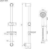Ibergrif M20903 Shower Riser Kit with Head, 170cm Hose, Soap Dish, Silver view 2