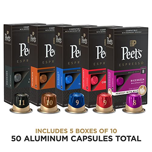 Peet's Coffee, Espresso Coffee Pods Variety Pack, Dark, Medium & Decaf