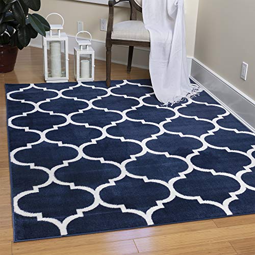 Ottomanson Royal Collection Trellis Design Area Rug, 7'10" x 9'10", Navy