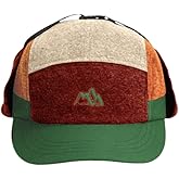 Winter 5 Panel Baseball Cap with Ear Flap, Vintage Fleece Flat Brim Cap for Men Women