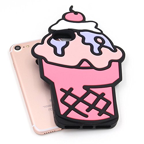 [REDshield] Apple iPhone 8/7/6S/6 3D Silicone Case, [Hot Pink Ice Cream Cone] Flexible Anti-shock Silicone Protective Skin Case Cover - Thumbnail 5
