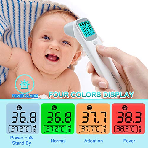 Baby Ear Forehead Digital Thermometer, ELERA Instant Read Thermometer Care Health of Infants, Toddlers and Adults, 4 Backlight Mode & Heat Warning, CE Approved, with Drawstring Bag, Battery Include - Thumbnail 4