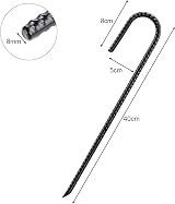 Ihomepark Rebar Stakes 40cm Heavy Duty 10 Pack J-Shaped Tent Stakes view 5