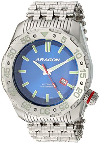 Correa automática de acero inoxidable para hombre Aragon Sea Charger, plateado, 29 reloj informal (modelo: A081BLU)