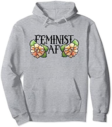 Unisex Feminist AF hoodie feminism pullover hoodies floral feminist Medium Heather Grey