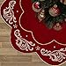 48 inch Luxury Red Gold Christmas Tree Skirt Decorations with Baroque Patterns, Themed with Christmas Ornaments (Not Included)