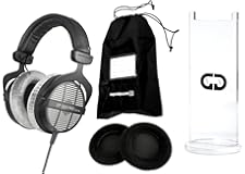 beyerdynamic DT 990 PRO 250 Ohm Over-Ear Studio Headphones in Gray Bundled with Replacement EDT 990 VB Ear Pad Set Velour in 