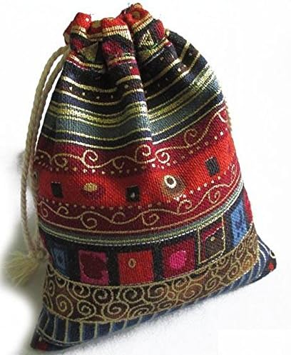 10 Pieces of Egyptian Style Coin / Jewelry / Gift / Party / Goodie / Candy / Accessories Drawstring Pouch / Bag - Small Size 4X4.5 Inches (Red)
