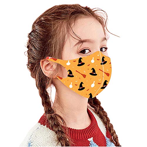 5 Pcs Fashion Halloween Cloth Fabric Facial Bandanas, Unisex Earloop 5 Printed Washable, Reusable (G,5PCS)