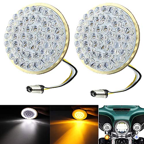ZYTC 2" LED Turn Signals w/Running Light Bullet Style Front 1157 LED Turn Signal with Smoked Lens Lense for Harley Davidson