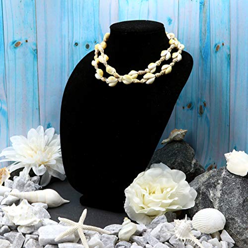 6 Long Seashell Necklaces for Women - Hawaiian Luau Lei Shell Necklaces with Genuine Cowrie Shells, Tiger and Nassa Shells - Luau Party Favors for Adults - Luau Theme Party Supplies