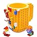 KYONNE Build-on Brick Mug, Building Blocks Coffee Cup, Unique Christmas Gift Idea, Compatible with lego (Yellow)