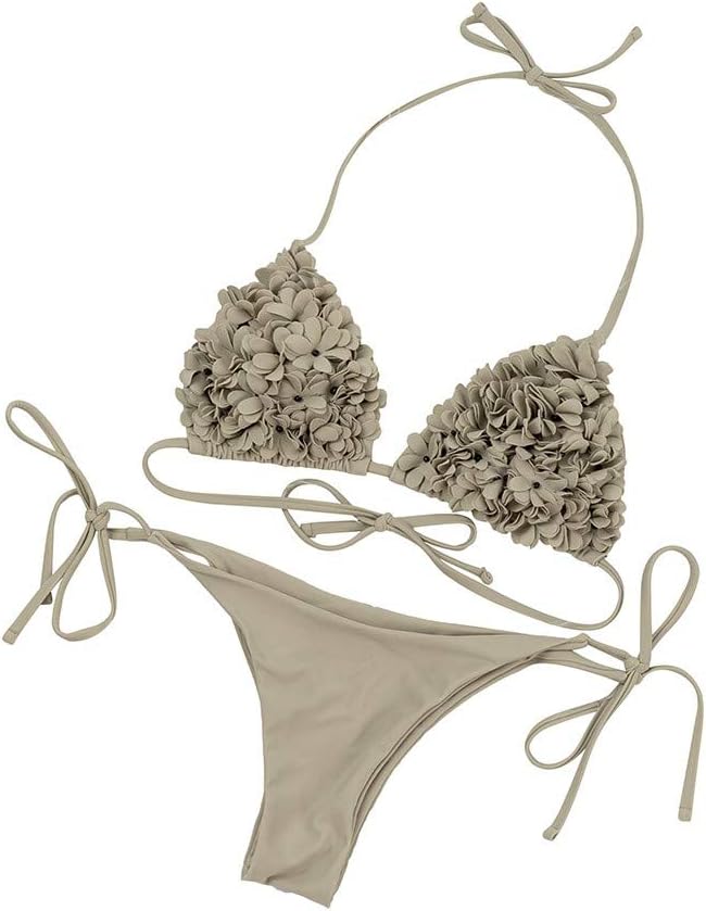 NEWONESUN Women’s Padded Push Up Bikini Sets Two Pieces Swimwear Side Tie Bottom High Cut Bathing Suits