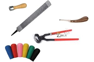 EQUINEZ TOOLS 5 PCS Farrier Horse Hoof Care Kit–Complete Set of Nippers,Hoof Rasp,Ergonomic Handle,RH Poly Knife, Hoof Trimming,Shaping,&Shoeing Tools for Professional Farriers,Horse Owners,Equine Care Experts