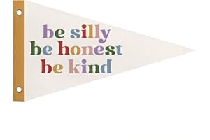 WXHUM Kids Nursery Playroom Room Decor, Be silly Be Honest Be Kind Pennant Banner Flags, Blue Preppy Reading Wall Art Decor for Kids Toddler Room Nursery Playroom, 8x14 Inch