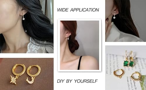 Pandahall 10pcs Real Gold Plated Cubic Zirconia Hoop Earrings